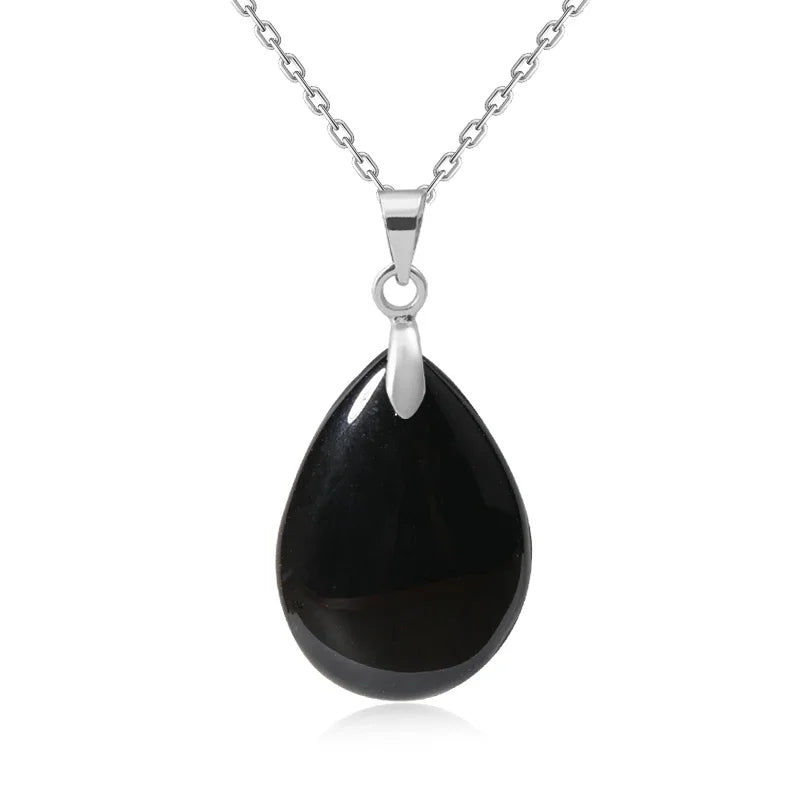 Natural Stone Crystal Pendant Teardrop Fashion Necklace For Diy Necklace Earrings Making Jewelry Christmas Friendship Gift