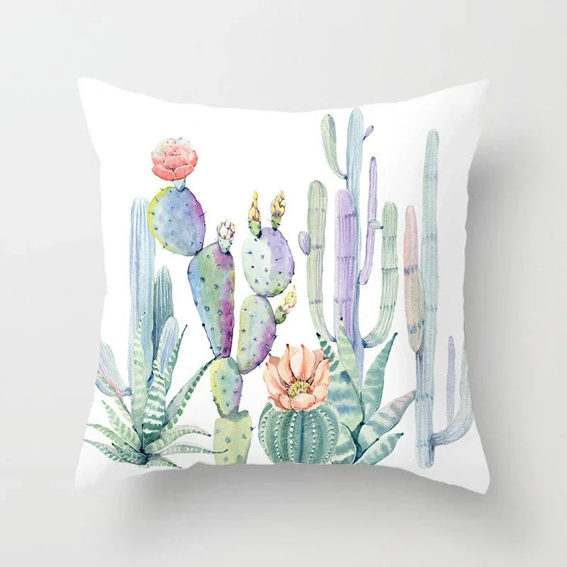 Cactus Flower Pattern Summer Decorative Cushions Pillowcase Polyester Cushion Cover Throw Pillow Sofa Decoration Pillowcover
