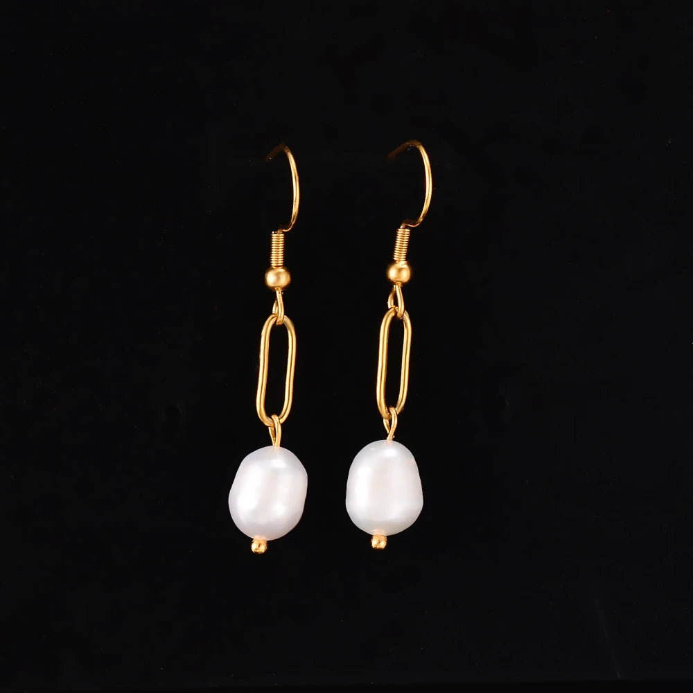 Trendy Irregular Natural Pearl Stainless Steel Women Stud Earrings Piercing Jewelry For Female Dropshipping