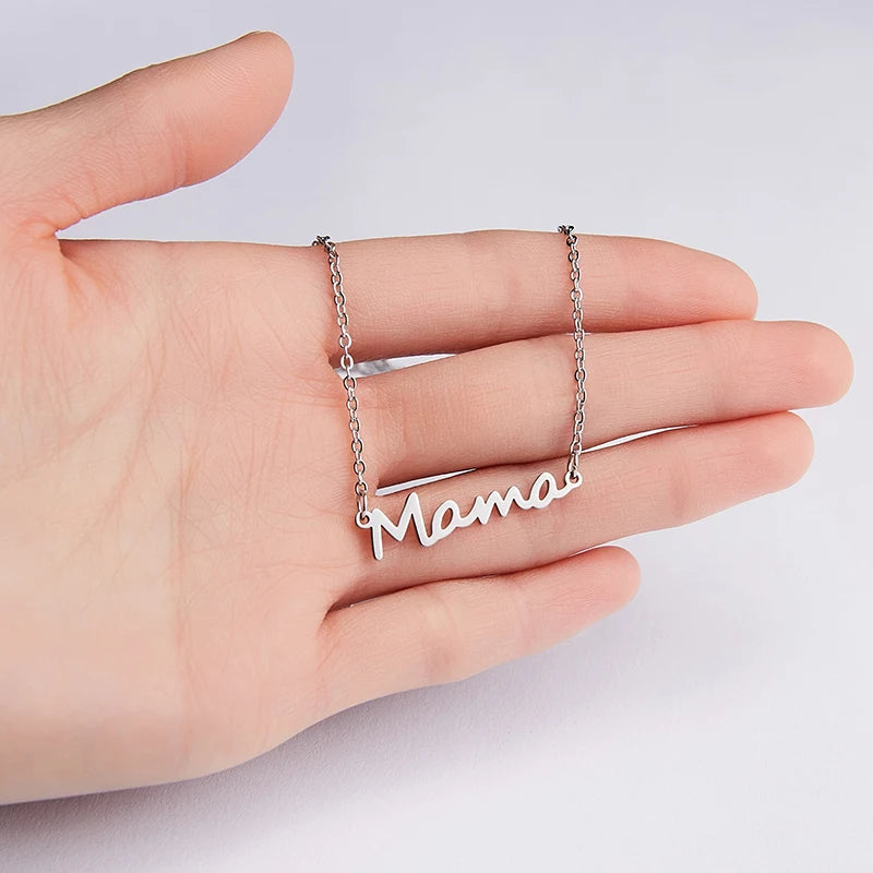 Mama Titanium Steel Necklace Pendant With Rose Gift Box For Women Mother Day 2025 Romantic Christmas Birthday