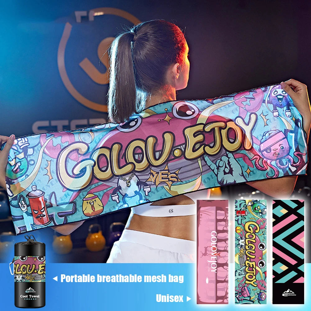 Sport Cooling Ice Towel Printed Quick-Drying Swimming Cycling Fitness Gym Yoga Summer Cold Feeling Absorbent Sweat Running Towel