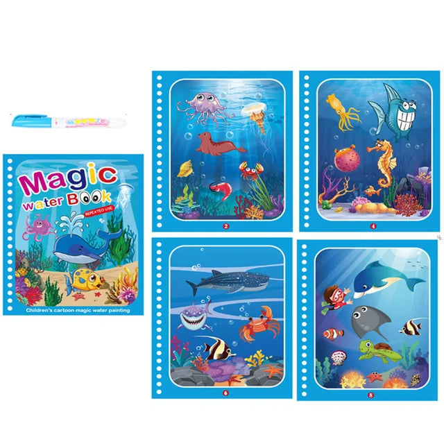 Children Painting Drawing Toys Reusable Coloring Book Magic Water Drawing Book Sensory Early Education Toys for Kids