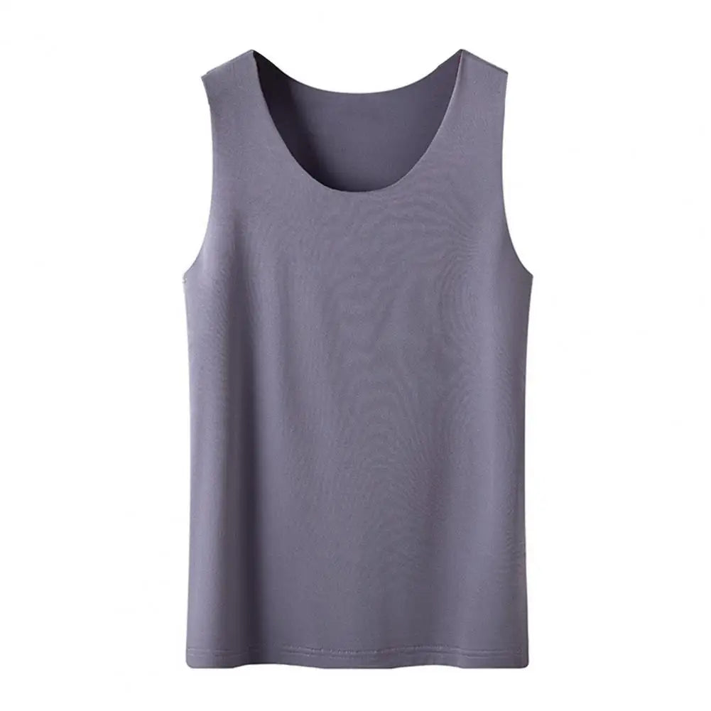 Women Bottoming Vest Ice Silk Seamless Sleeveless Pure Color Plus Size Stretchy Round Neck Dry Dry Cooling Camisole Basic Top 80