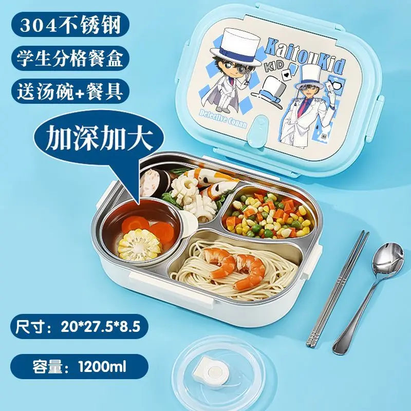 Detective Conan Stainless Steel Insulated Lunch Box Cute and Stylish Bento Box with Compartments for Male and Female Students