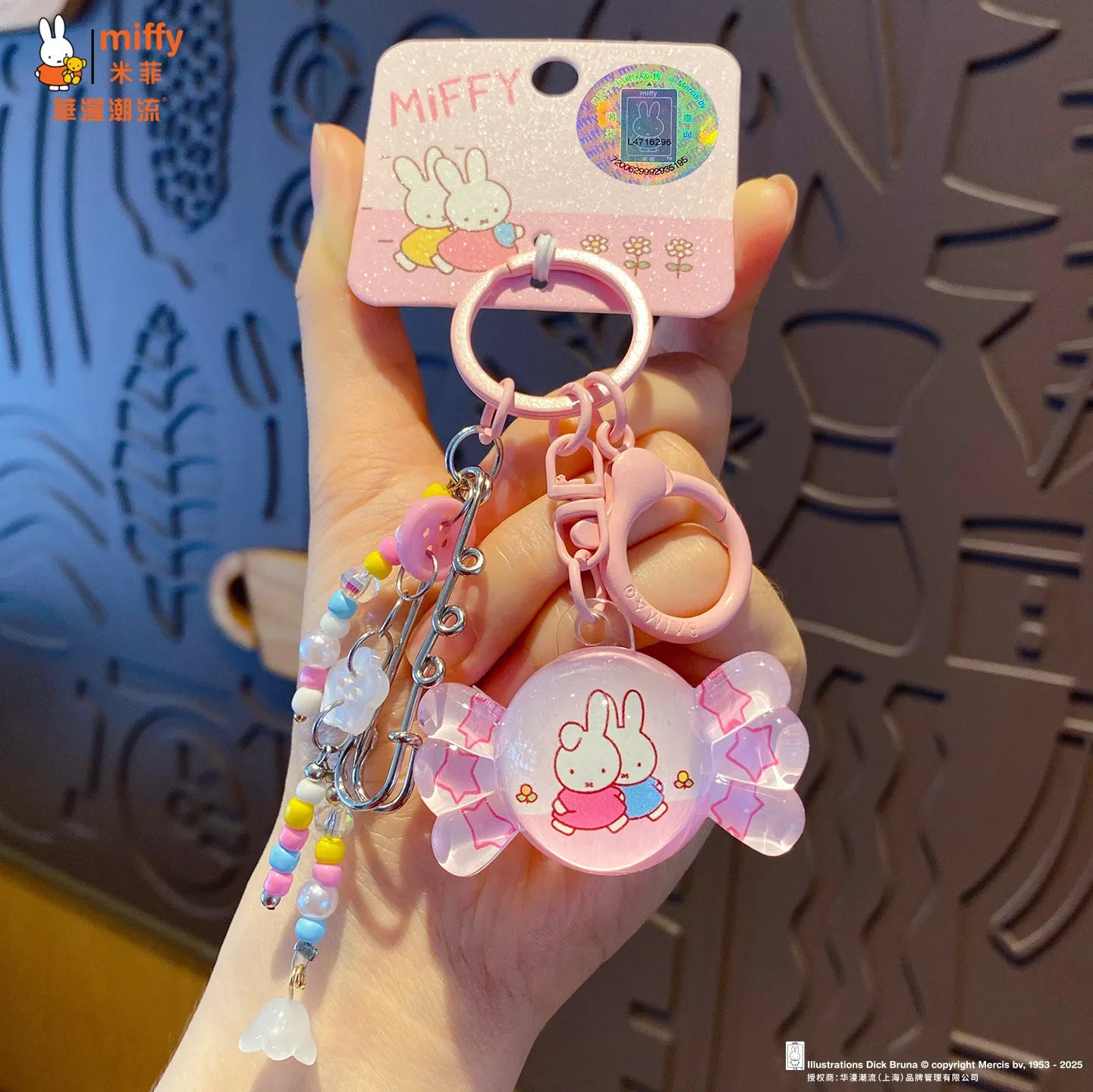 Kawaii Anime Miffy Rabbit Keychain Doll  Cutegirlish Cartoon Creative Diy Keychain Schoolbag  Gift