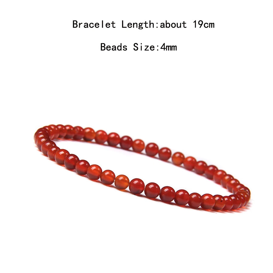 4mm Quartz Agate Bead Natural Stone Beaded Bracelet Lava Rock Tiger Eye Black Onyx Crystal Women Men Yoga Healing Chakra Jewelry