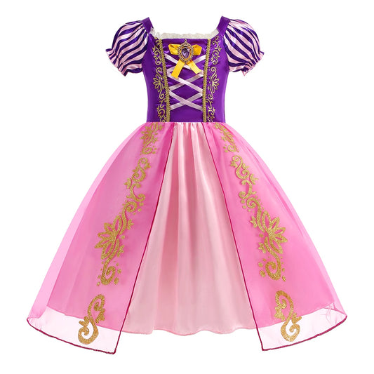 Girl Rapunzal Princess Dress Halloween Cosplay Ball Gown Party Costume Disguise Kids Outfit Children Clothes