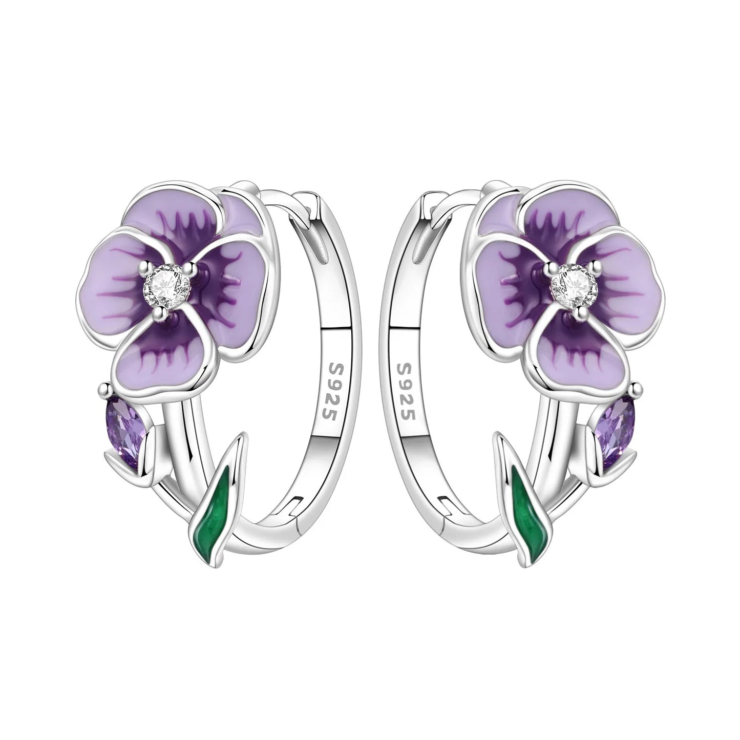 CYCUFF S925 Sterling Silver Purple Flower Series Earrings Hoop Earrings Women Jewelry Original Trendy Anniversary Gifts