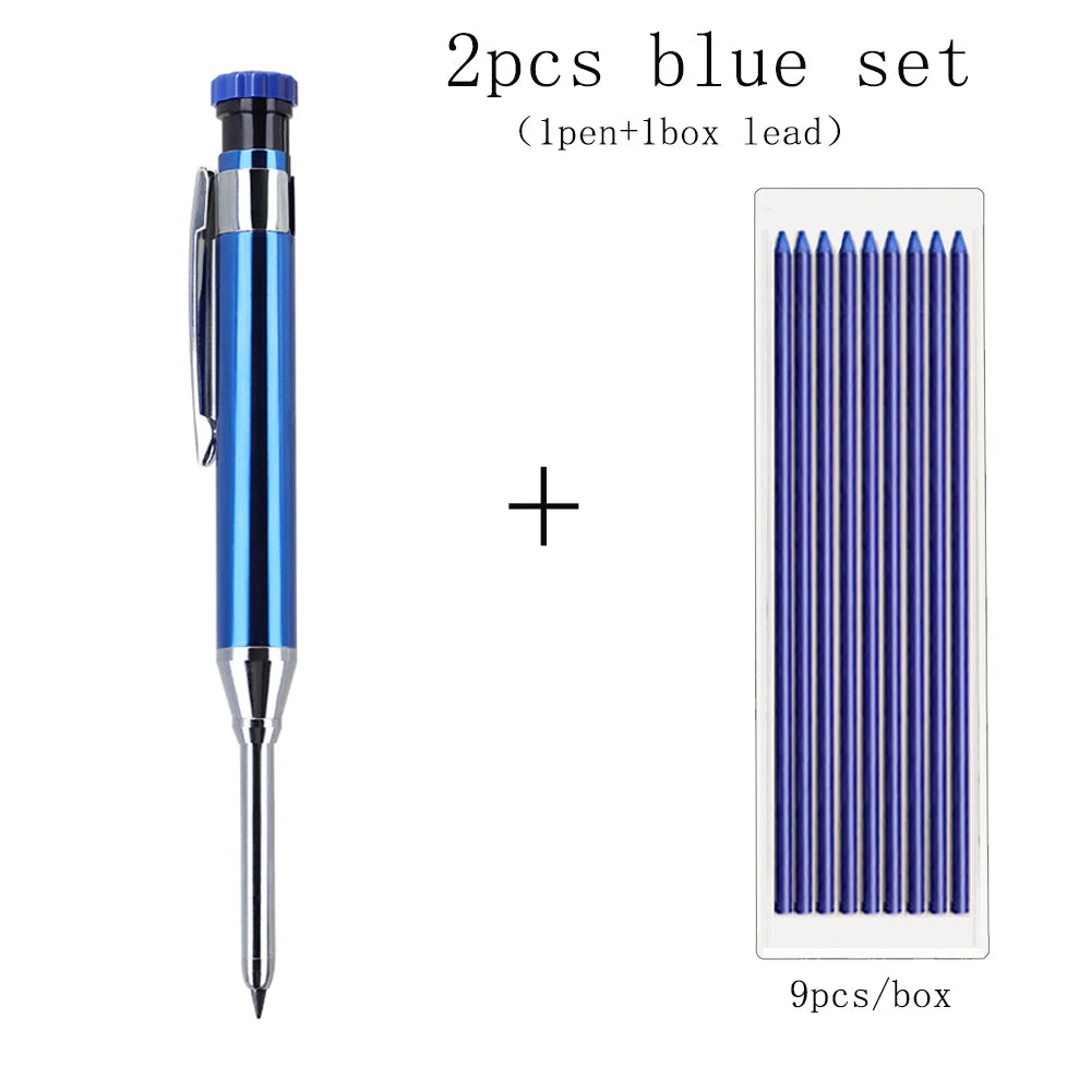 6Colors 2.8mm Metal Solid Carpenter Mechanical Pencil with Sharpener 2B Lead Core Deep Hole Construction Marking Scriber Tool