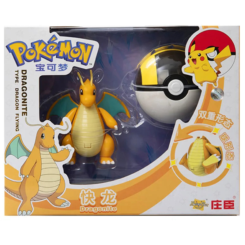 Genuine Pokemon Anime Figure Pikachu Gengar Charizard Gyarados Mew Dragonite Pet  Collect Model Doll Transformation Toy Gifts