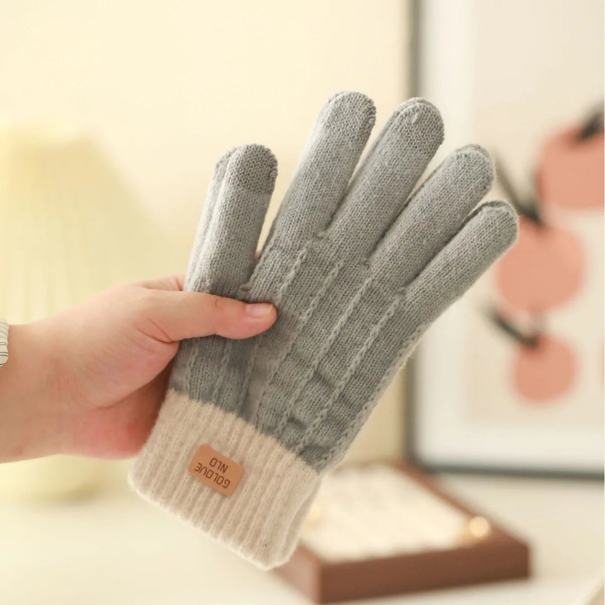 Women Warm Gloves Thick Plush Knitted Gloves Touch Screen Men Women Fashion Autumn Winter Keep Warm Riding Skiing Outdoor Gloves