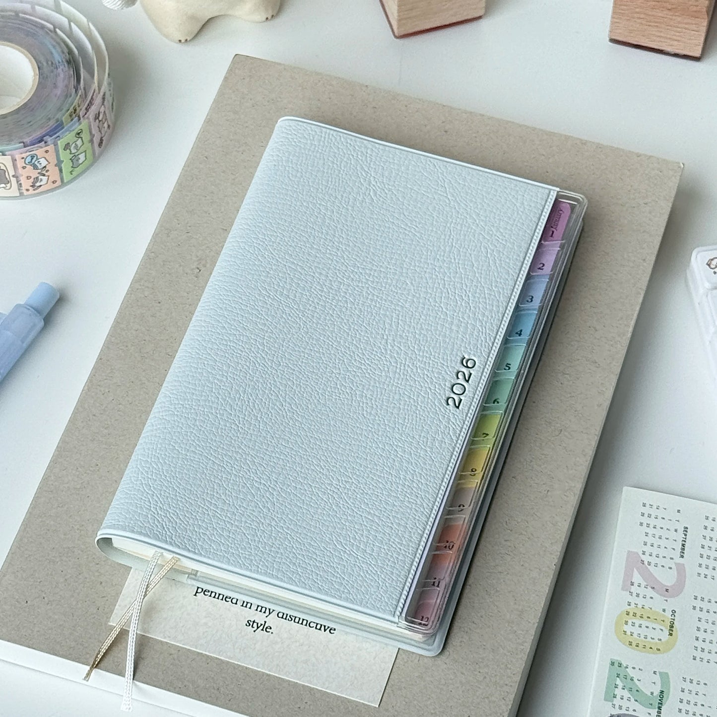 Calendar Notebook Diary 2026 Planner with Rainbow Index Cortical Schedule Handbook High Value Monthly Weekly Plan Work Notes