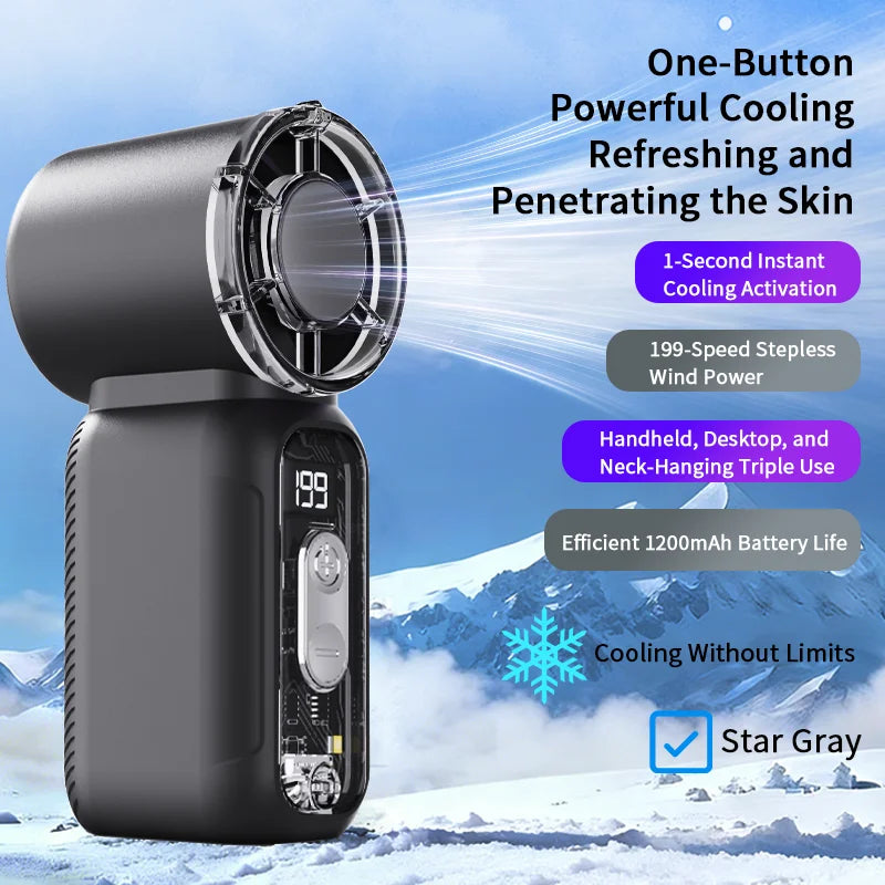 Super Mini Rechargeable Handheld High Speed Fan Powerful Wind Ultra-Quiet Fan Digital Display Pupular Summer Portable Fan