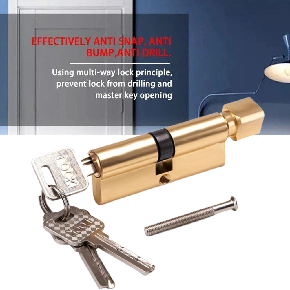 70mm Door Lock Cylinder 3 Keys Anti-Theft Entrance Gate Lock Home Security Interior Bedroom Household Improvement Hardware