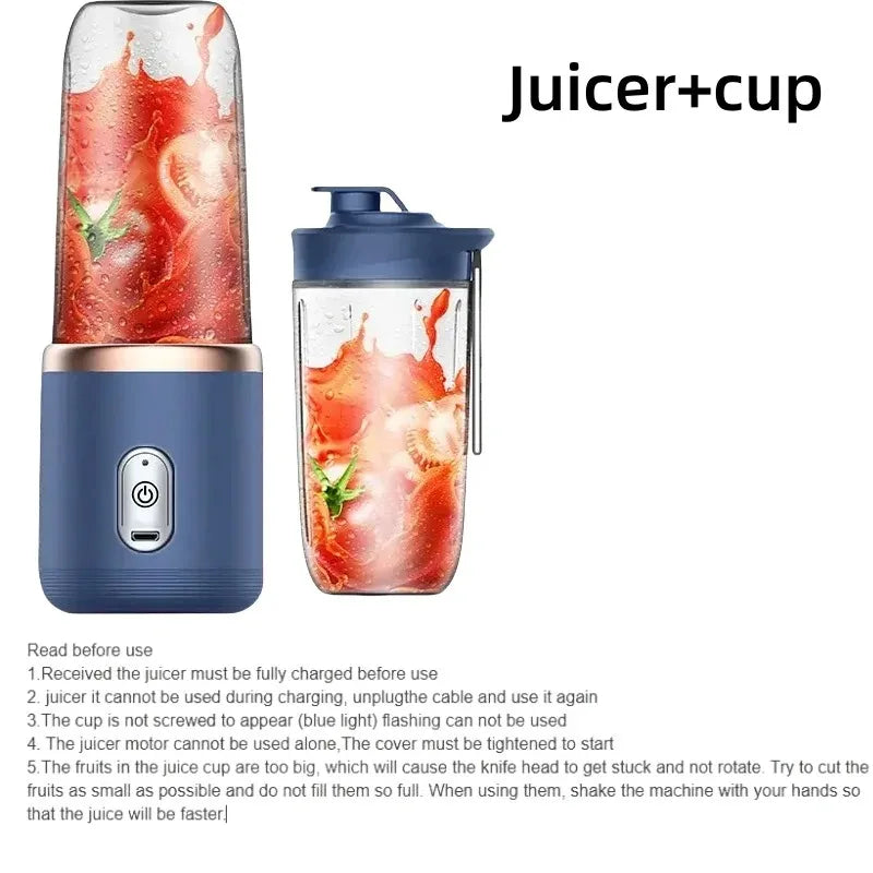 Portable USB Personal Mini Juicer Cup Handheld Travel Blender Single Double Cups for Water Bottles