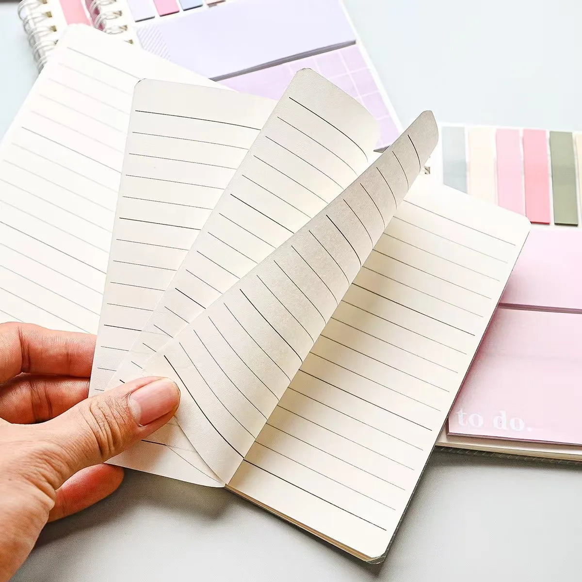Spiral Notebook Sticky Notes Combo with Index Tabs, Pastel Color Self-Adhesive Memo Pads, To-Do List Notepad for Office, School