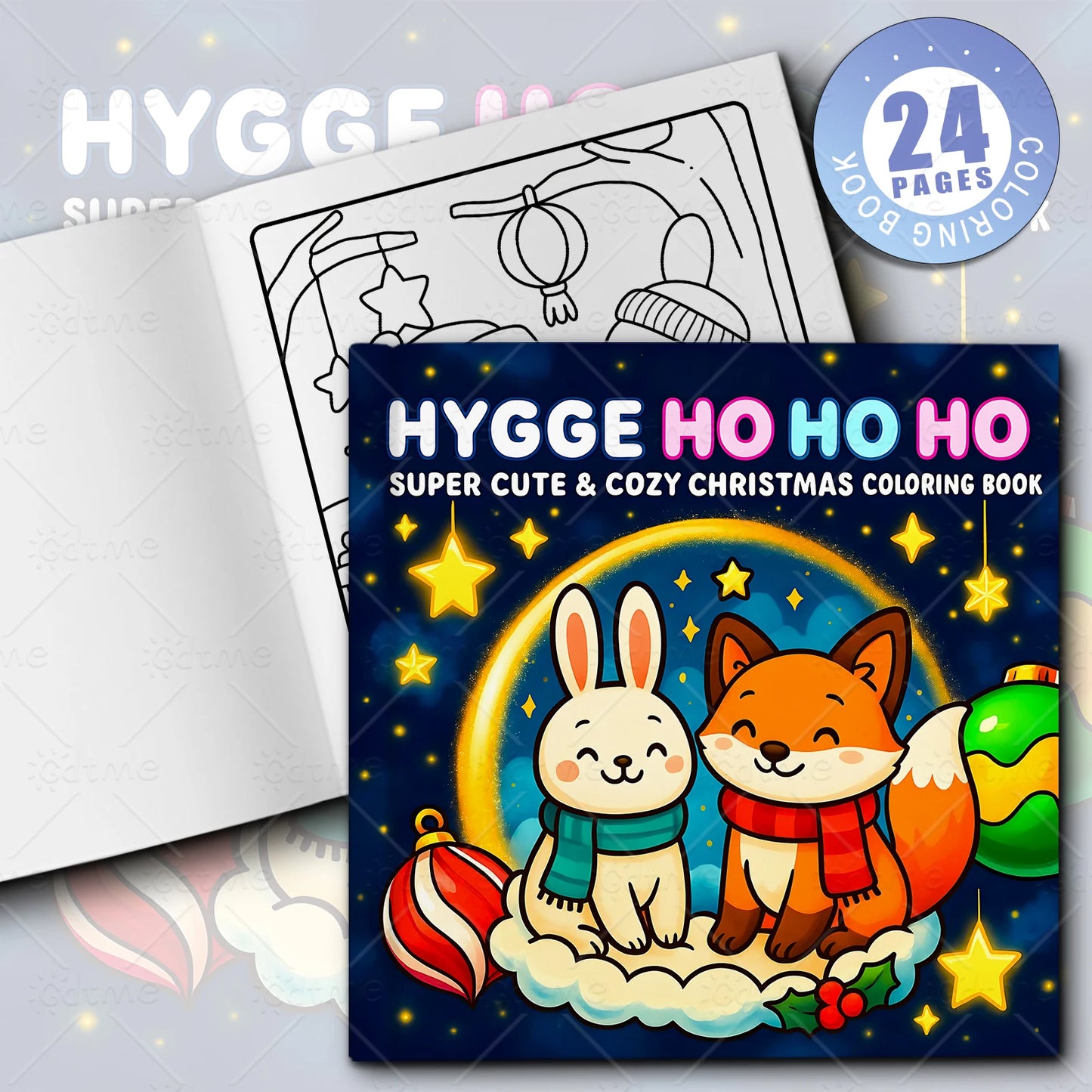 HYGGE HO HO HO SUPER CUTE & COZY CHRISTMAS Coloring Book for Adult Relaxation Kids Educational DIY Painting Drawing Book