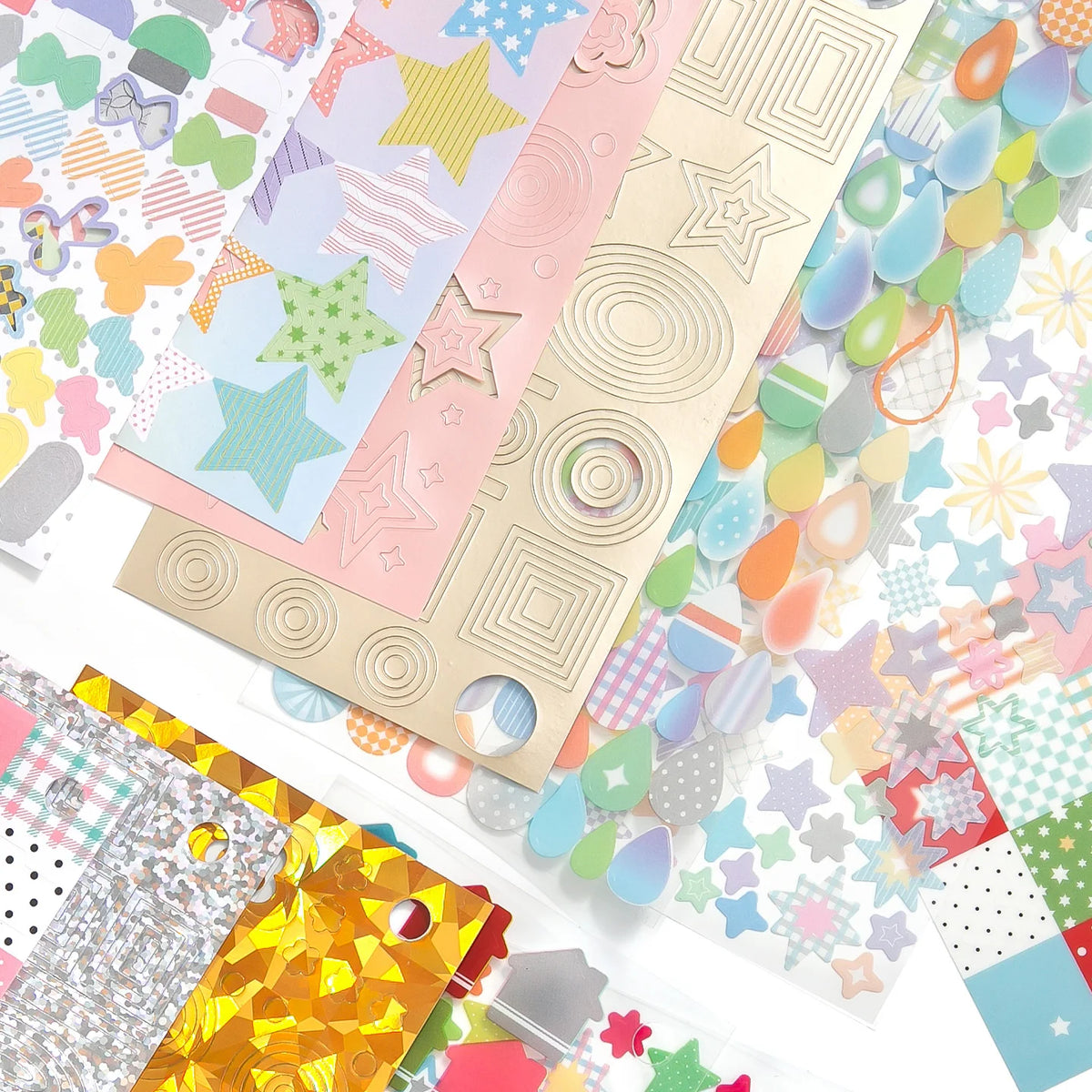 30pcs Color Card Basic 4.0 Series Kawaii Ins Multi Material Checkered Stripe Basic Die Cut Sticker Book DIY Scrapbook Aesthetics