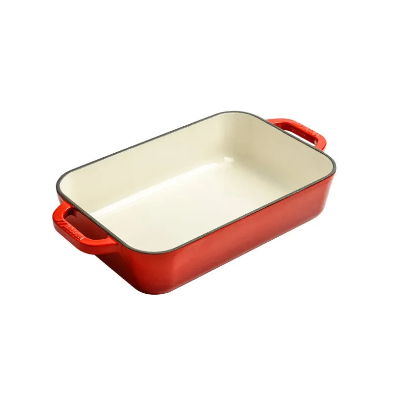 Multifunctional Double Ear Enamel Pan for Steak Frying Baking Western Food Oven Baked Meat And Fish Kitchenware