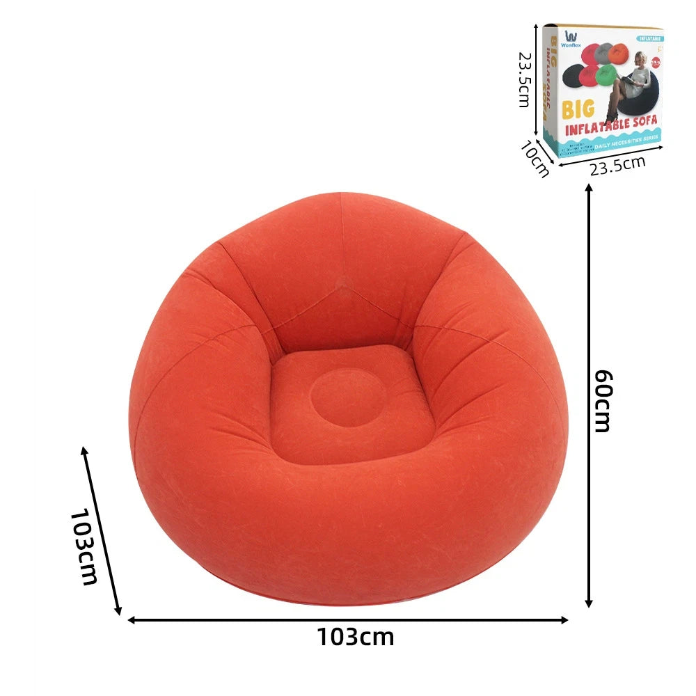 Portable Inflatable Sofa Soft Indoor Bedroom Lounge Bean Bag Chair Outdoor Camping Lazy Seat Round Single Inflatable Sofa