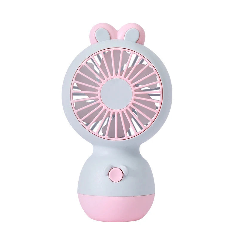 Cute Cartoon Rabbit Ear Desktop Fan USB Rechargeable Handheld Fan Summer Cooling Gift for Kids Children Home Office Rechargeable