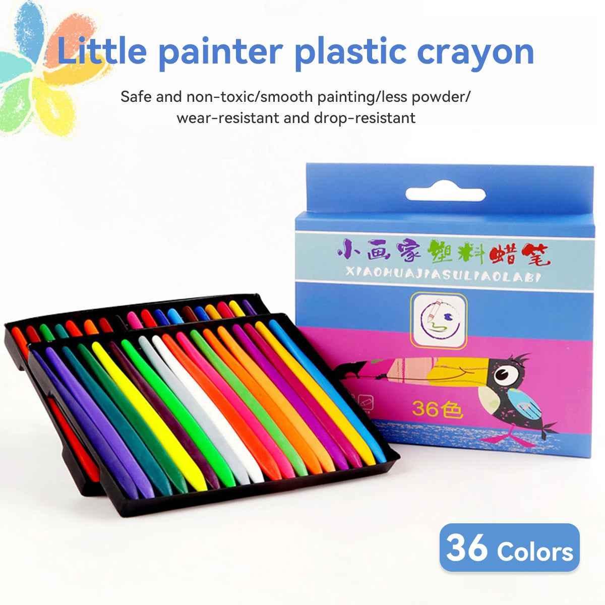 6/12/24/36 Colors  Non-Dirty Hands Plastic Crayon Erasable Painting Tools Triangular Children Wax Pencil Graffiti Oil Stick