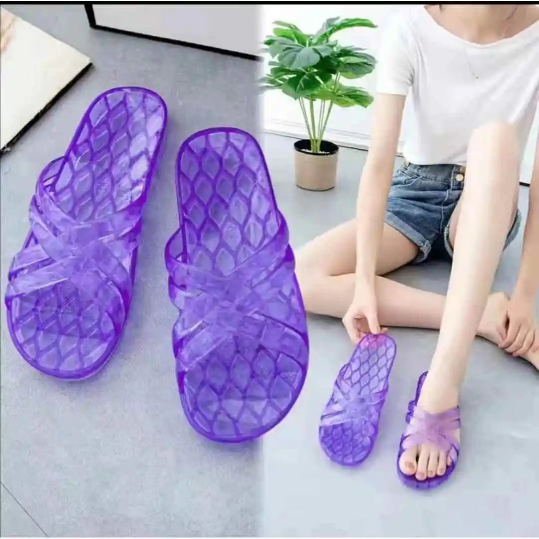 Classic Plastic Mom Slippers Women's Outdoor Fashionable Non-Smelly Old-Style Crystal Jelly Slippers Home Comfortable Sandals
