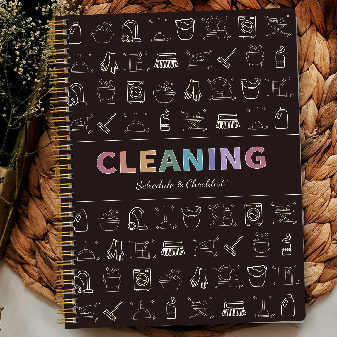 Cleaning Planner Spiral Notebook A5 Weekly Monthly Cleaning Schedule Deep Clean Checklist Household Organizer with Stickers
