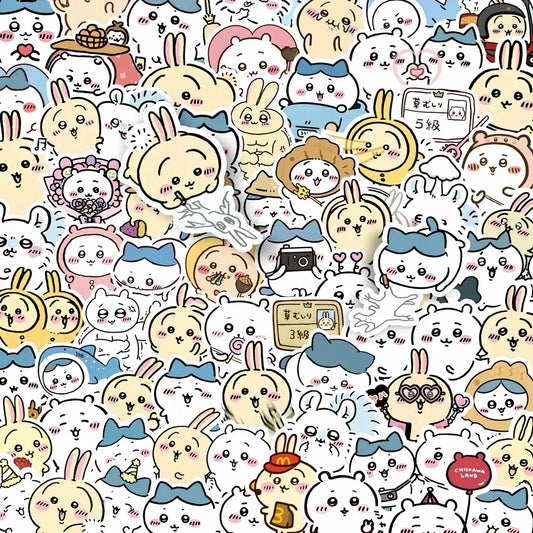 100PCS Non-repeating Cartoon Chiikawa Stickers Cute Decals DIY for Water Cup Skateboard Kawaii Kids Toys Sticker Decoration