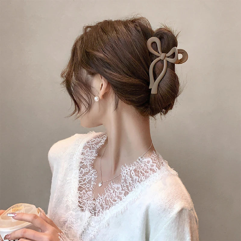 Matte Bow Large Hair Claw Crab for Women Acrylic Bowknot Hair Clips Hairpins Girls Barrettes Headbands Ponytail Hair Accessories