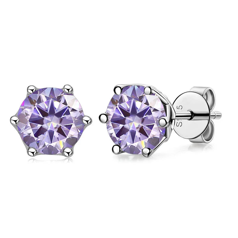 JoyceJelly 1/2/4CT VVS D Color Moissanite Russian Cut 8H8A Lab Diamond Stud Earrings For Women S925 Sterling Silver Fine Jewelry