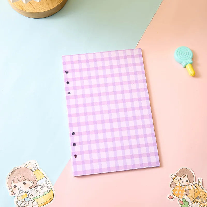 Cute Color Grid A5 A6 Loose Leaf Notebook Refill Spiral Binder Index Inner Page Item Paper Stationery