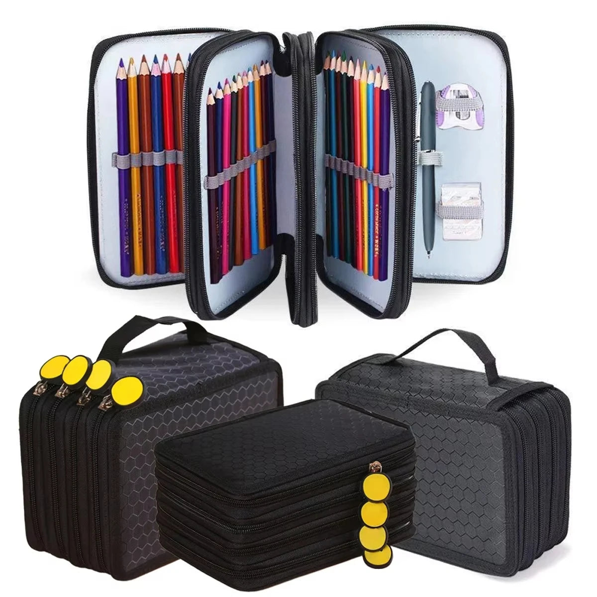 72 Holes Pencil Case Large Capacity Four Layers Kawaii Pen Storage Bag Korean Stationery Office Supplies Brush Color Pencil Bag