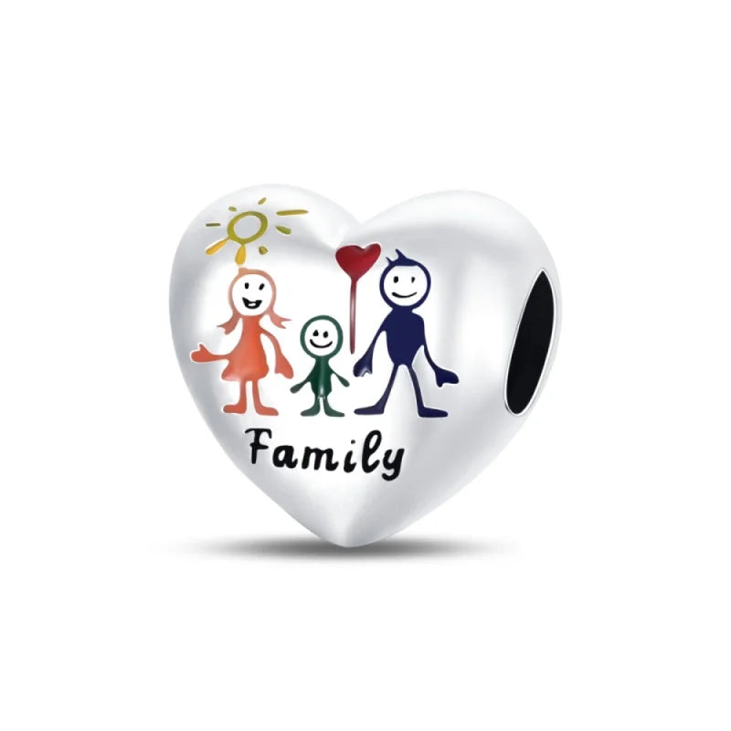 925 Silver Family Series Mother Daughter Splittable Heart Mom Charm Beads Fit Necklace Bracelet Mother's Day DIY Jewellery Gifts