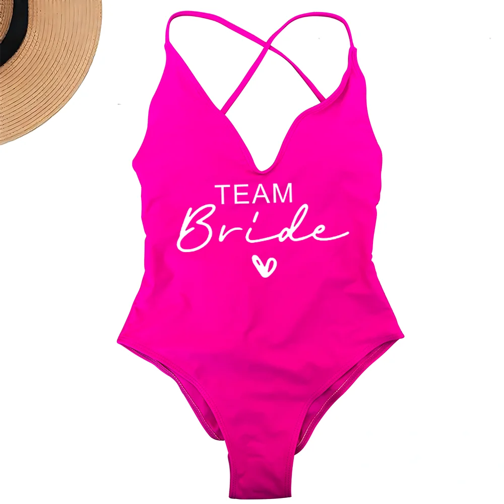 Sexy Padded One Piece Swimsuit Women Team Bride Swimwear Bikini Summer Bathing Suit Plus Size Beachwear Bachelorette Party Lady