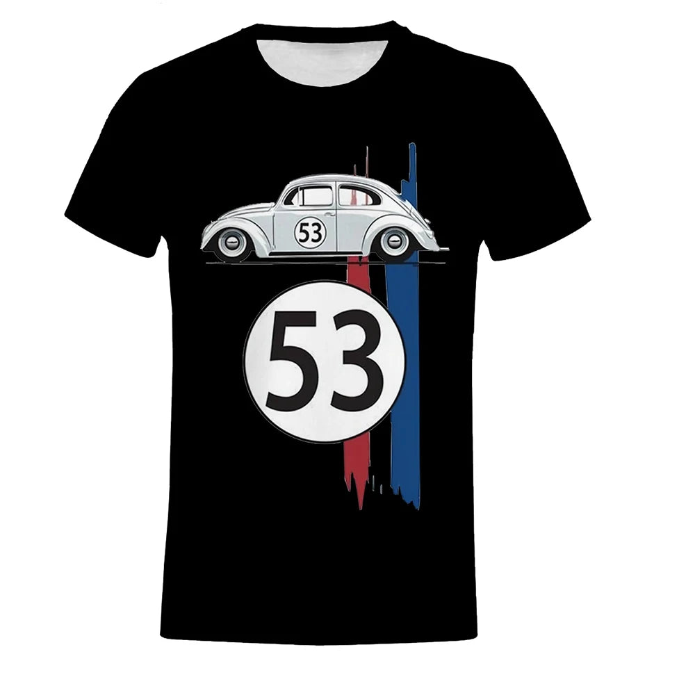 Motorcycle Beetle 53 Number T Shirt Men Car Short Sleeve Simple Herbie Tees Tshirts Rally Car Male Black Printed 3D t shirt