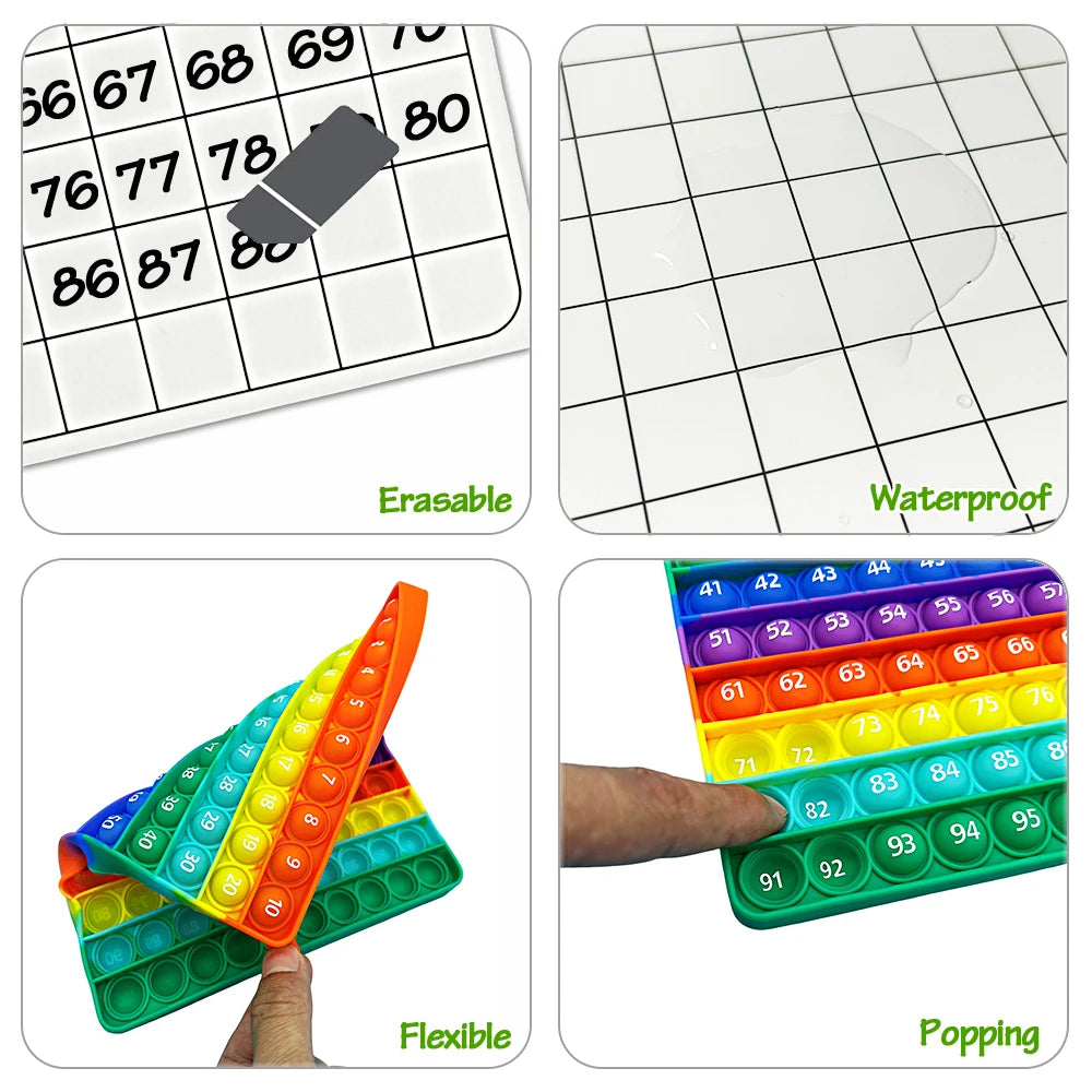 1-100 Number Learning Activities with Erasable Cards & Pens, Stationery Manipulatives Educational Toy Set for Kids Ages 3+