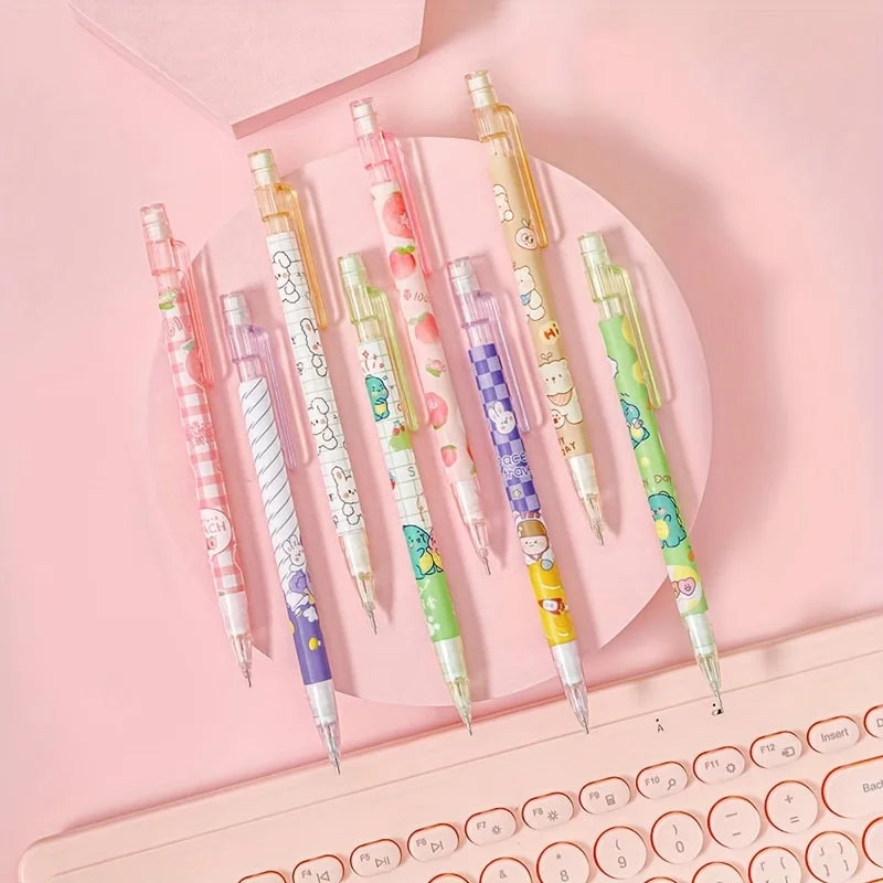 12 Mechanical Pencils with Printed Patterns, 6.89 Inches Long, Come with an Eraser, Easy to Erase Writing, Suitable for Office, Drawing, Note-Taking, Office Supplies, School Supplies, Stationery Sets, Back-To-School Season