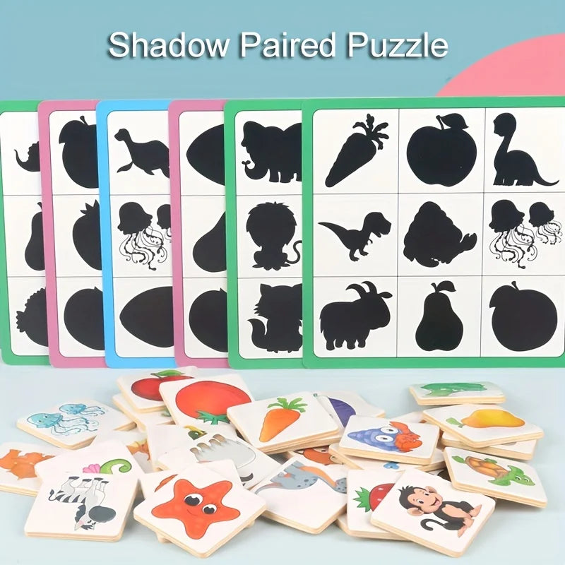 Wooden Montessori Find Shape Toys Animal Fruit Shadow Pairing Shape Puzzle Logical Thinking Game Educational Toys For Children