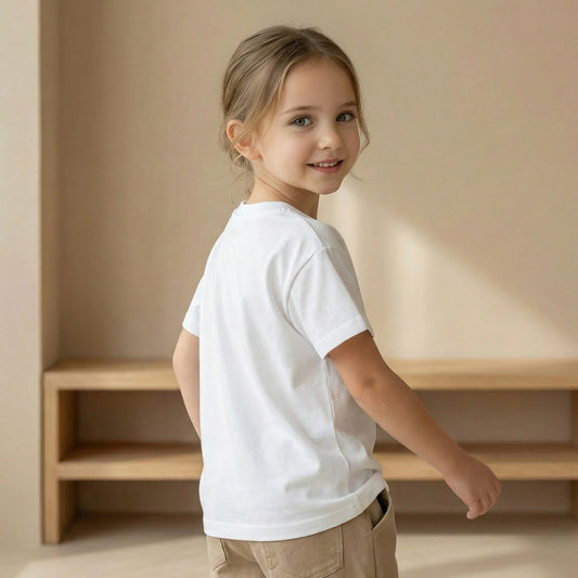 New Summer 0-4Y Childrens Clothes Classic Pure White Short Sleeve Girls T-shirt Basic Style Pure Cotton Boys Shirt