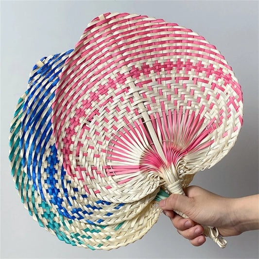 Summer Cooling Cattail-Leaf Fan Hand-Woven Fan Colorful Traditional Fan Wall Decoration Living Room Decoration Hanging Fan