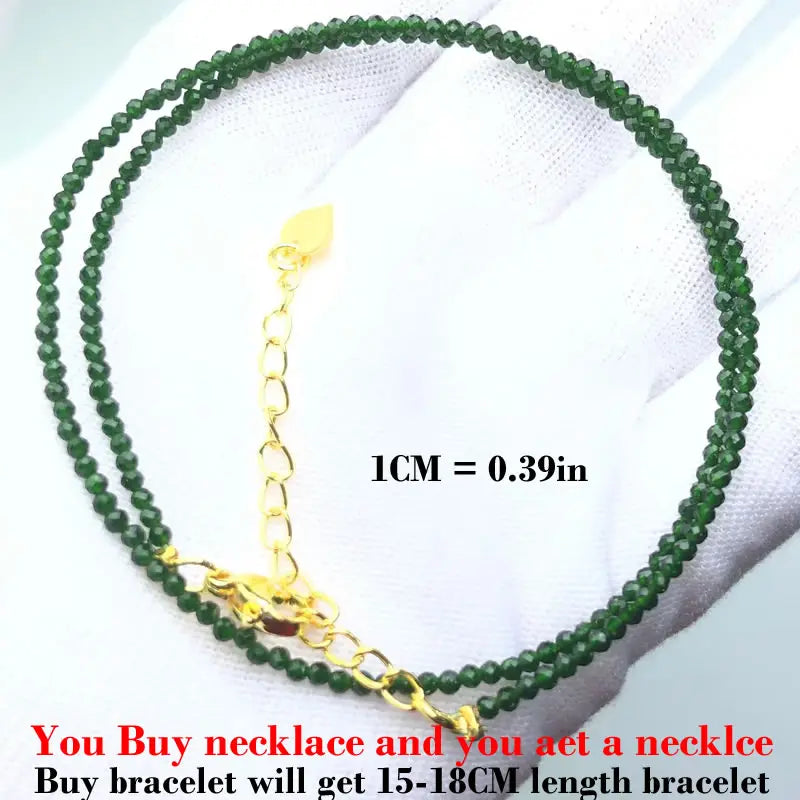 HOT Natural Stone 2mm Faceted Beads Necklace Crystal quartz Garnet agate Beaded Chains Fashion Simple Men Women Jewelry Gifts
