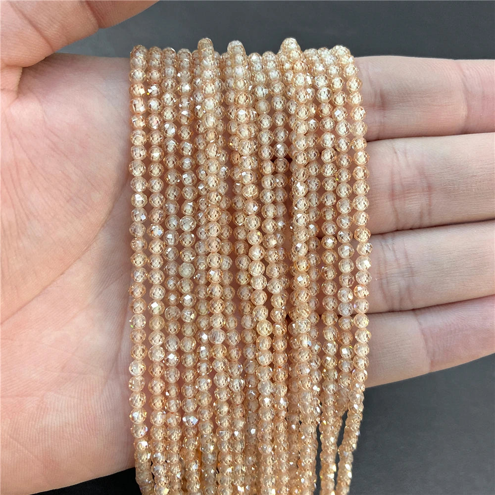 2mm 3mm 4mm Faceted Natural Stone Pink Rose Quartzs Crystal Beads Round Amethysts Loose Beads for DIY Jewelry Making Necklace