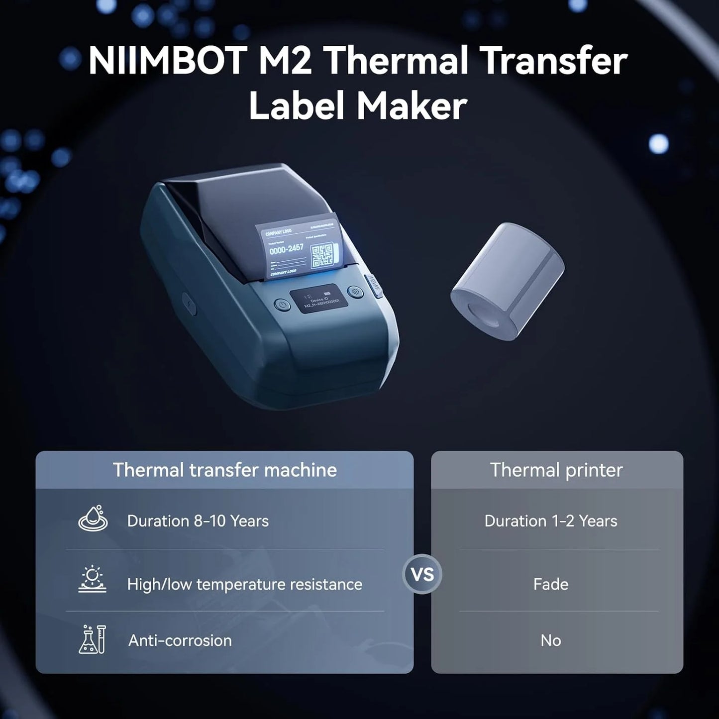 300dpi Niimbot M2 Portable Thermal Transfer Label Printer Multi-function Sticker Label Maker Machine for Clothes Tag Power Cable