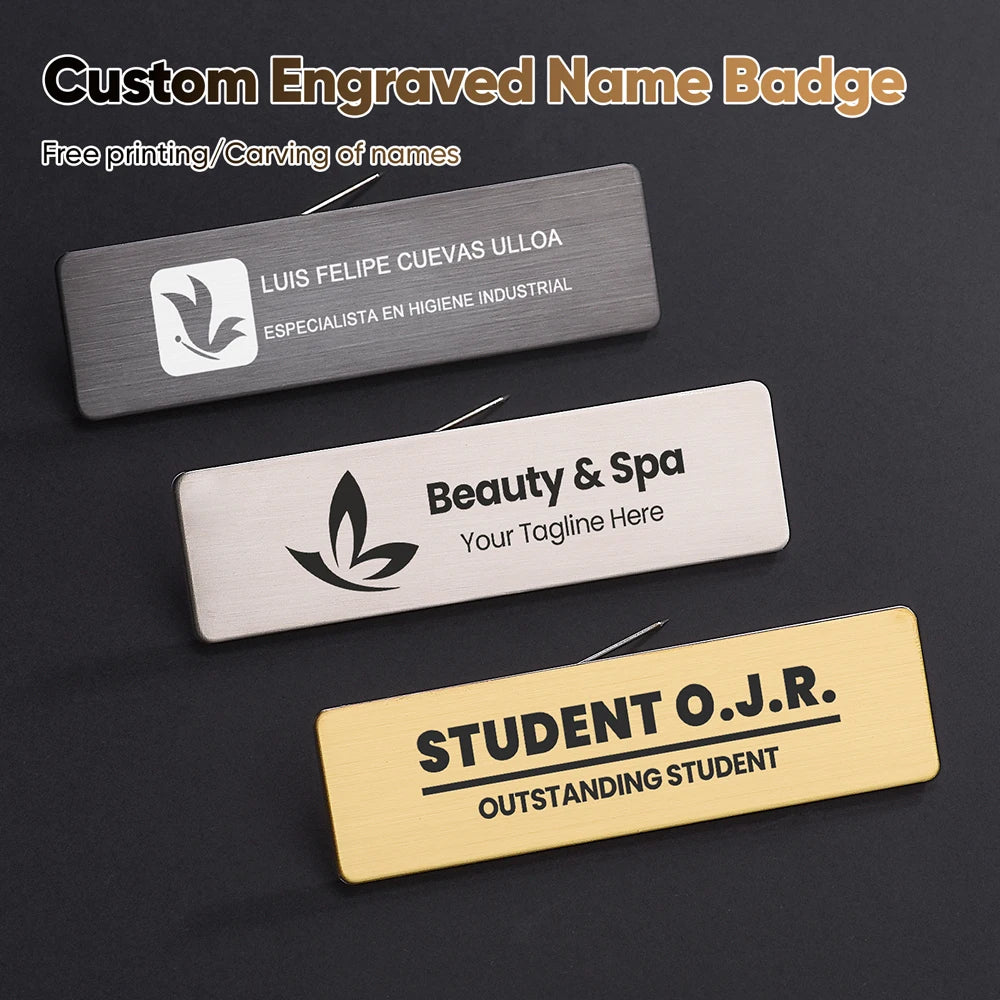 70x20MM Engrave Your Logo Text Plate Customize Badge Personalize Brooch Pin Double Sided Tape Magnet ID Door Mail Box Name Tag