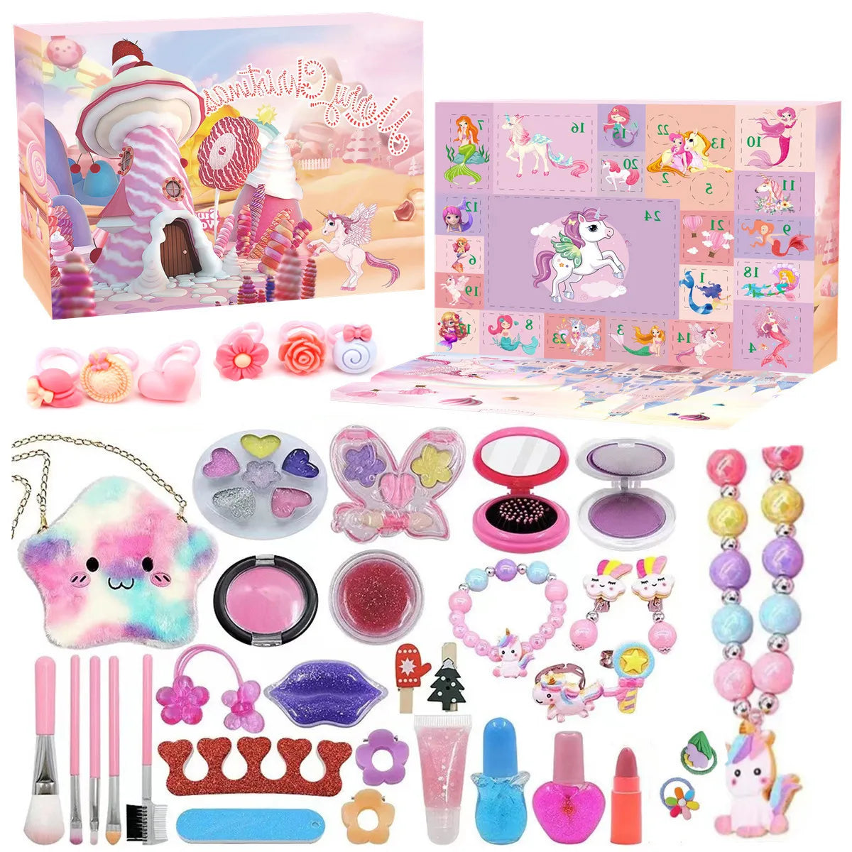 Christmas Advent Calender Box Mermaid Jewelry Christmas Gift Toys for Girls Kids 24days Countdown Advent Calendar New Year Gift