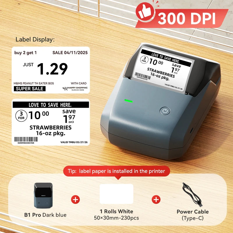 NIIMBOT B1 Portable Thermal Printer With Tapes 2 Inch Adhesive Label Printer Mini Bluetooth Sticker Maker Support Smartphones PC