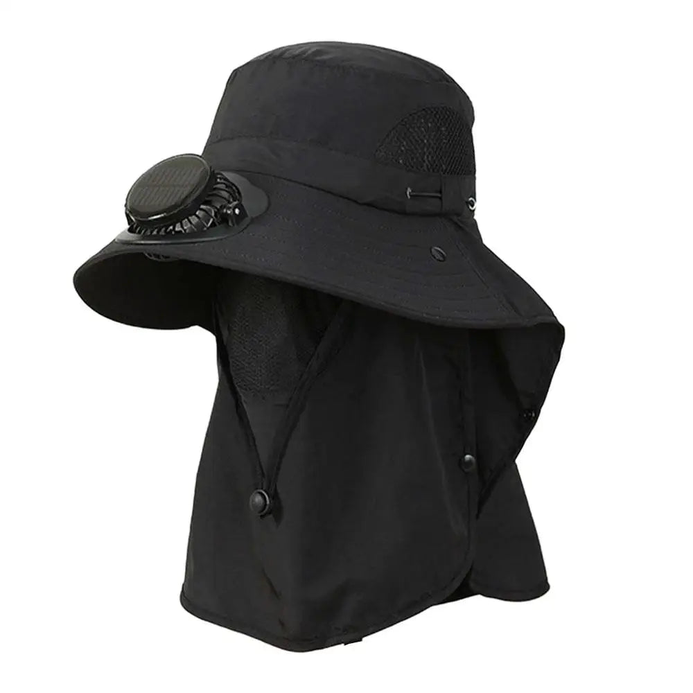 Solar Powered Cooling Hat with Dual Fans Built-in Sun Protection Wide Brim Baseball Cap Breathable Summer Hat for Fishing Hiking