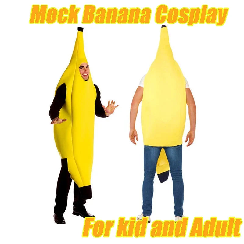 Banana Halloween Costume for Adults Kids Funny Fruit Stage Outfit Carnival Party Performance Wear Comedy Costume Set