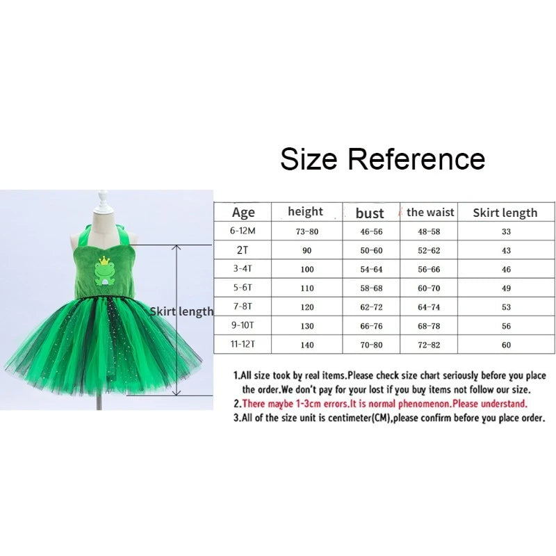 Baby Girls Frog Tutu Skirt Fluffy Toddler Girls Tulle Skirts Animal Tutu Costume Outfit for Kids Halloween Party Dress Up 1-12T
